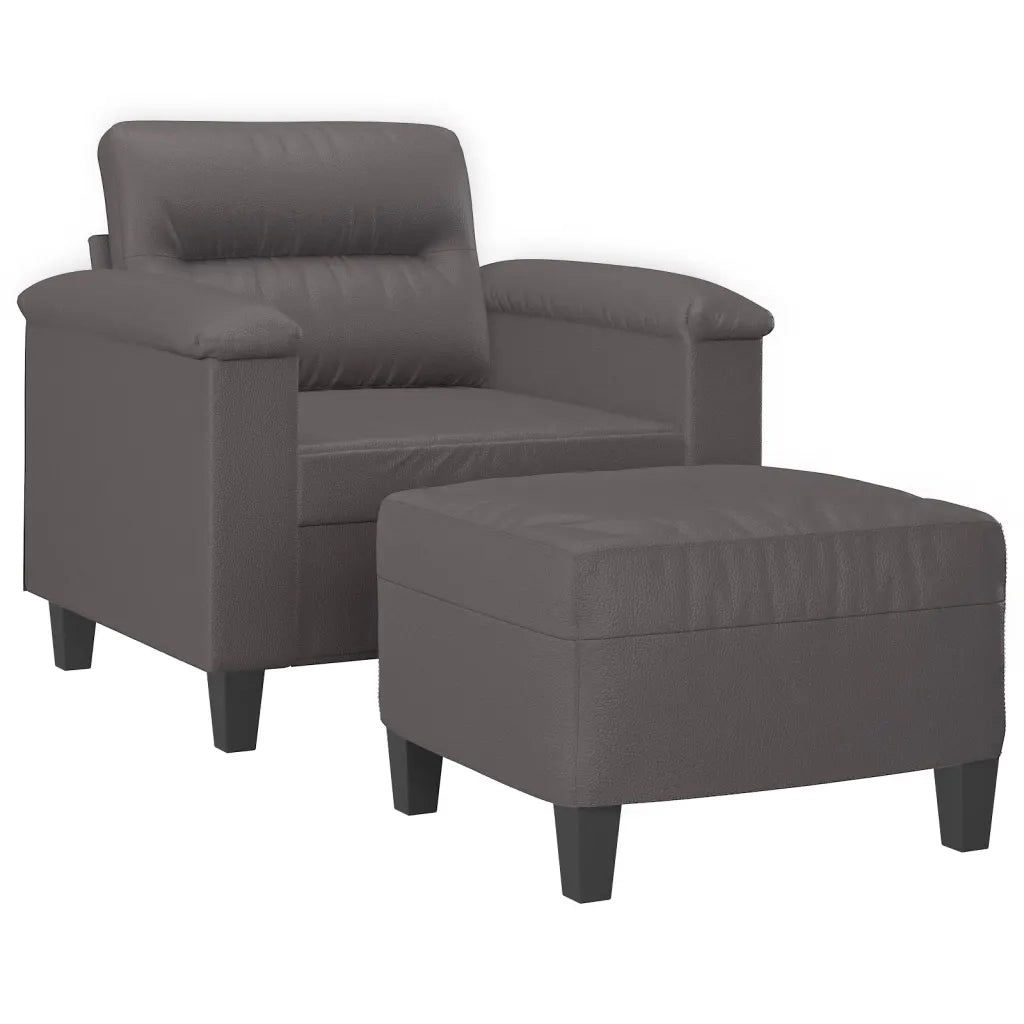 Poltrona con Poggiapiedi Grigio 60 cm in Similpelle
