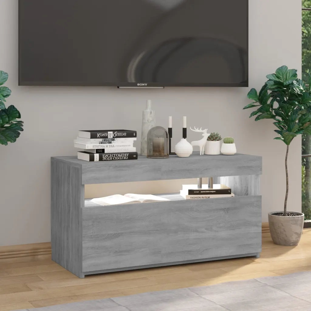 Mobile Porta TV con Luci LED Grigio Sonoma 75x35x40 cm 815125