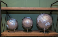 Mappamondo Argento Ø25x34 cm Plastica e Ferro Argento e Azzurro