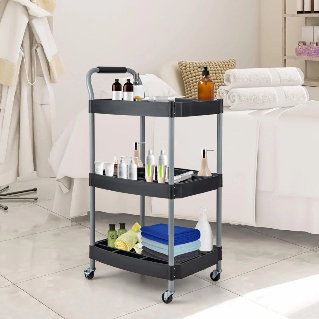 Carrello per Utensili a 3 piani, Carrello Porta Attrezzi su ruotedi Bloccaggio,Capacità 45kg, Organizzatore di strumenti con Pannelli Ben Divisi, per garage per officina per accessori