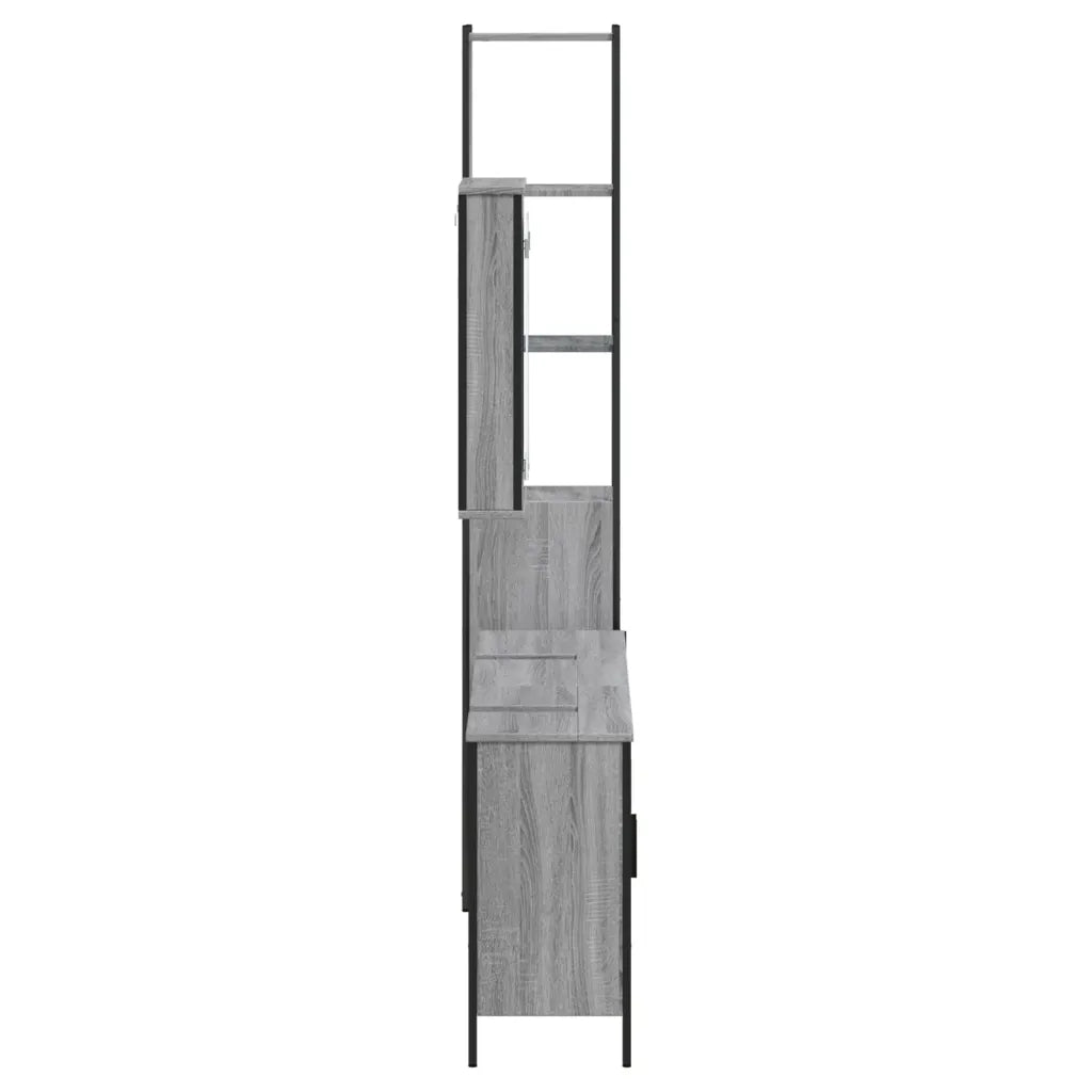 Set Mobili da Bagno | Armadio da bagno 4 pz Grigio Sonoma in Legno Multistrato