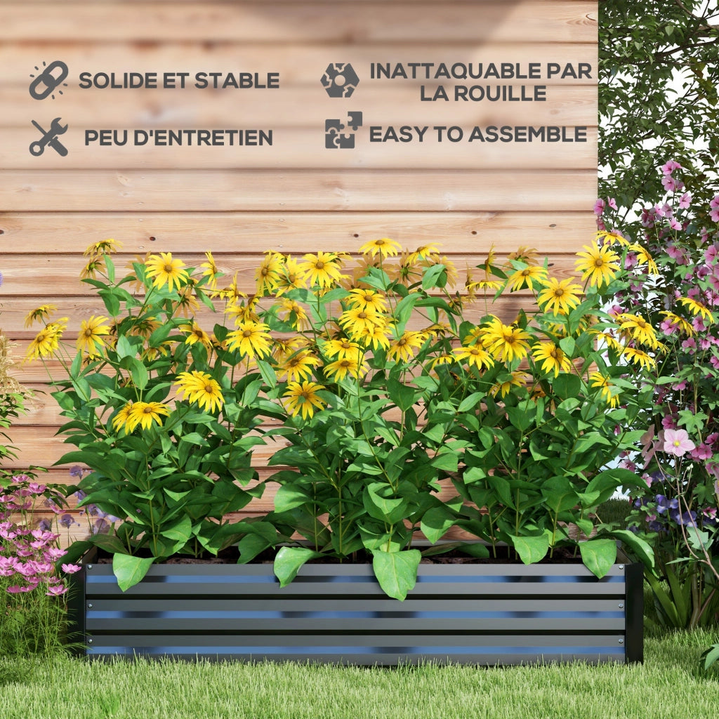 Vaso da giardino rettangolare in acciaio ¨C zephmum ¨C nero 100x50x30