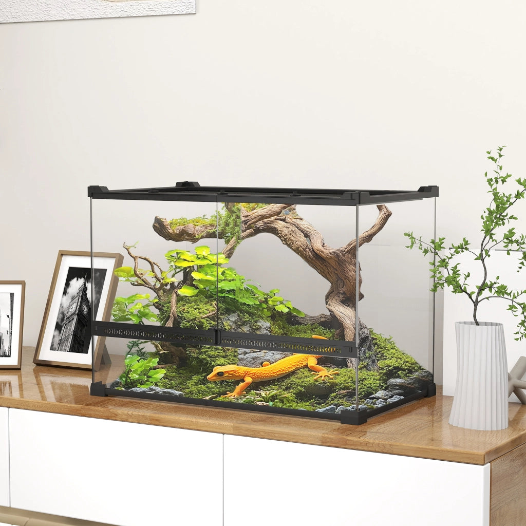Terrario per Rettili con Chiusura Sicura ¨C Zephmum ¨C Nero 50x30x35cm