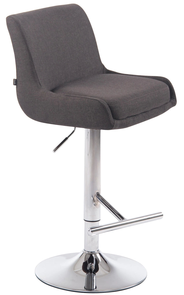 Sgabello Bancone Imbottito Club in Tessuto grigio scuro,cromo