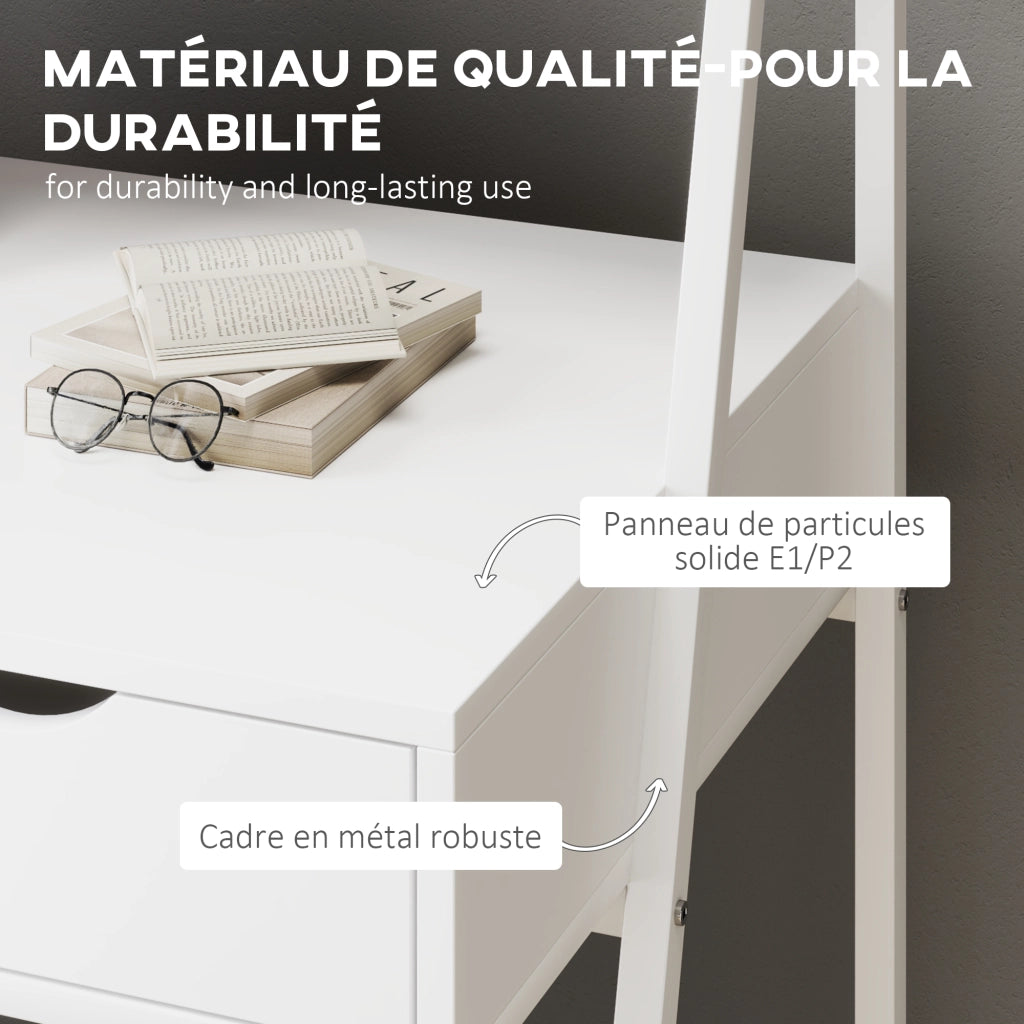 Scrivania Ufficio con Cassetti e Scaffale ¨C Zephmum ¨C Bianco Metallo