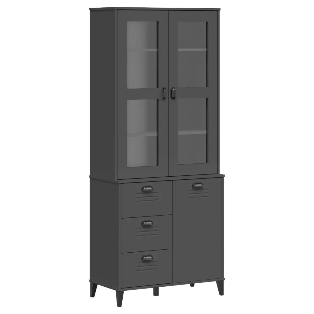 Credenza VIKEN Grigio Antracite 80x40x190cm Legno Massello Pino 3207146
