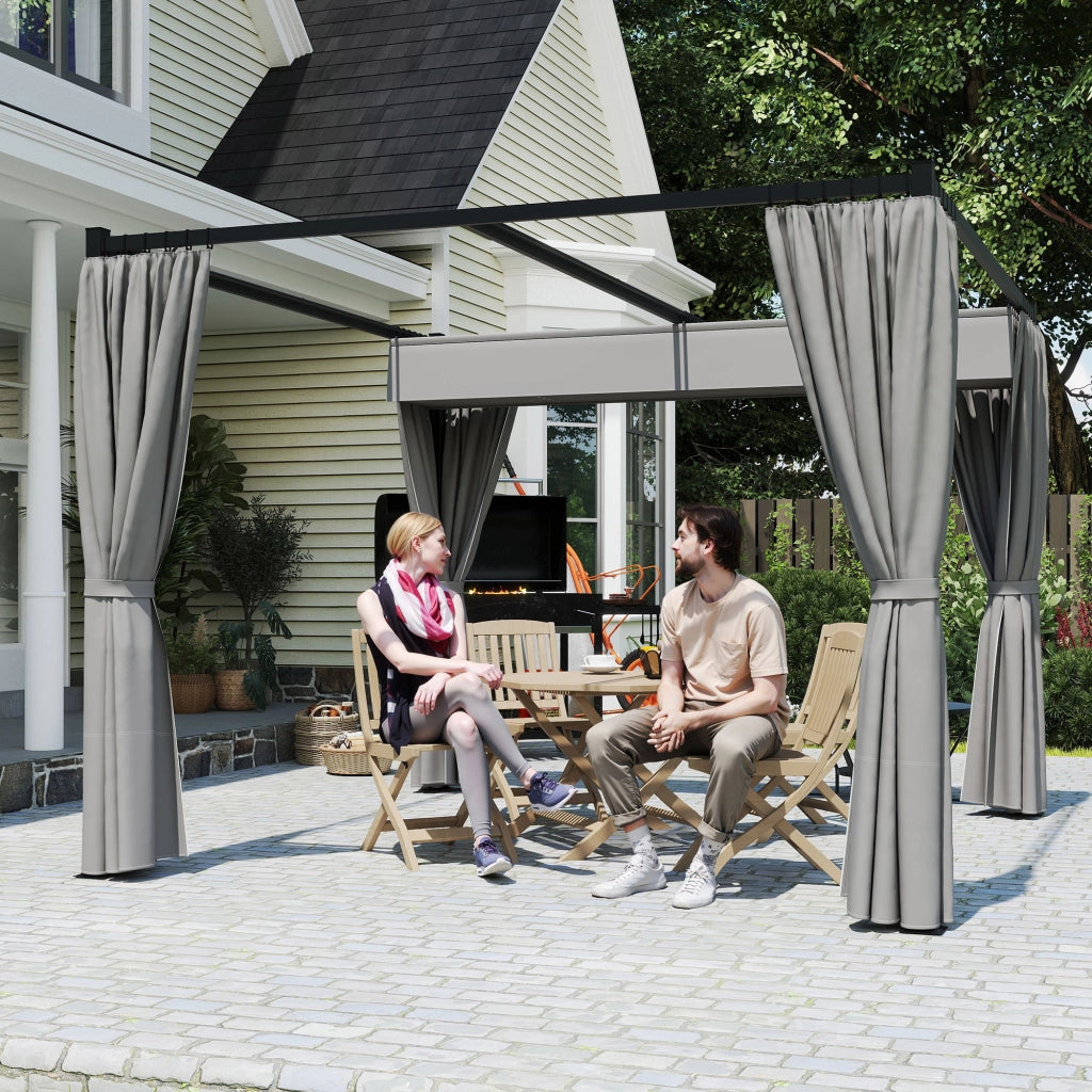 Pergola 3x3 m con tetto scorrevole ¨C zephmum ¨C Grigio chiaro
