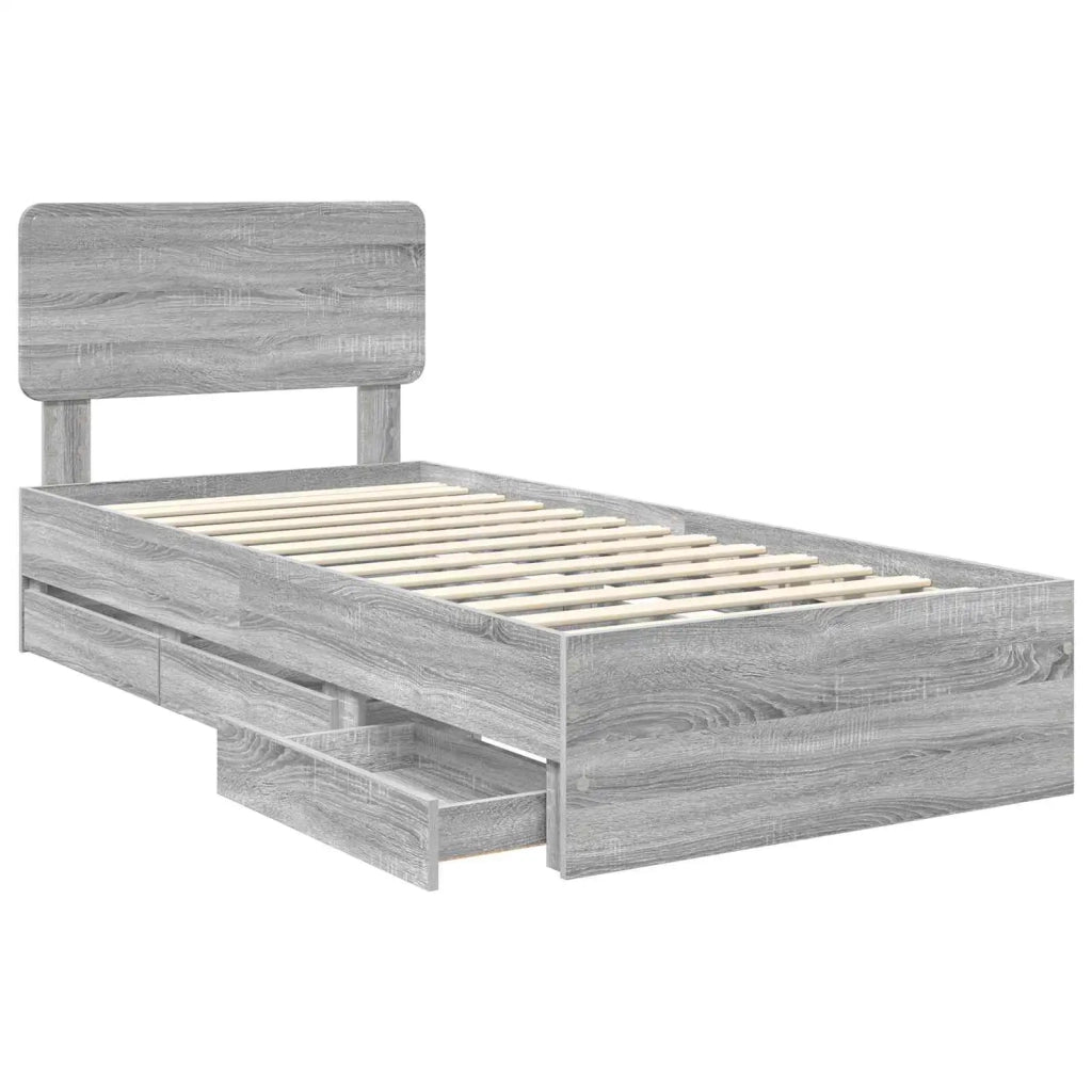 Struttura del letto con cassetto Sonoma grigia 90 x 200 cm 3412225
