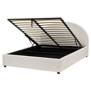 Letto matrimoniale contenitore minimalista beige chiaro 160 x 200 cm stile retrò minimalista