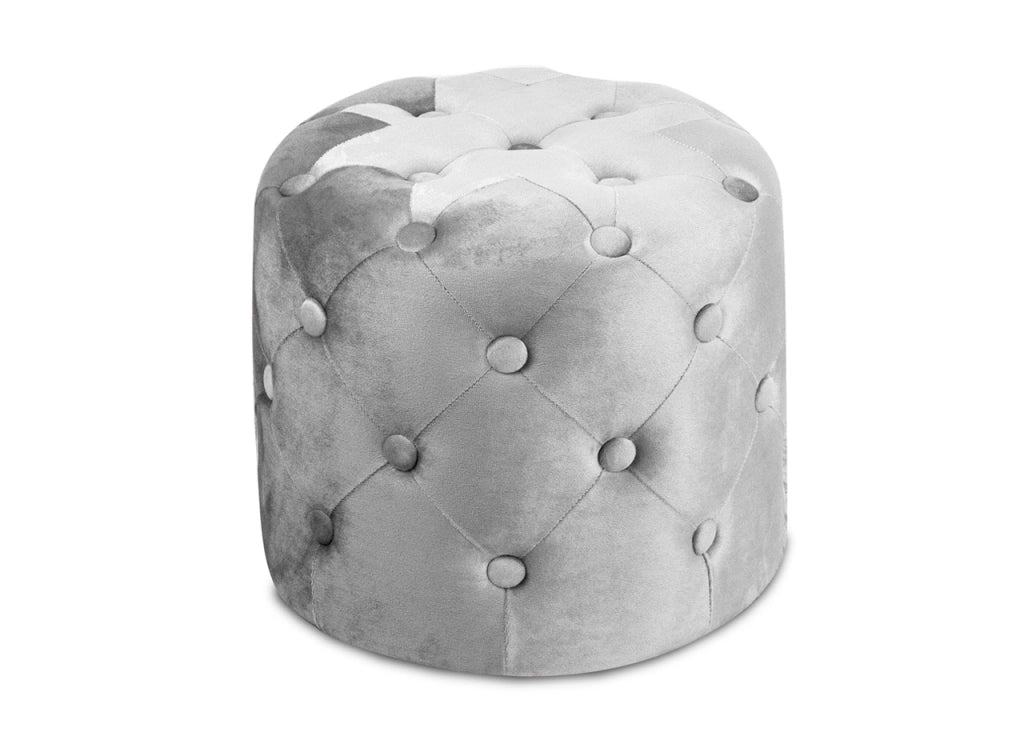 Pouf Salotto/Camera Con Bottoni Imbottito Modello Velvet Parigi In Tinta Unita - Pouf - Grigio