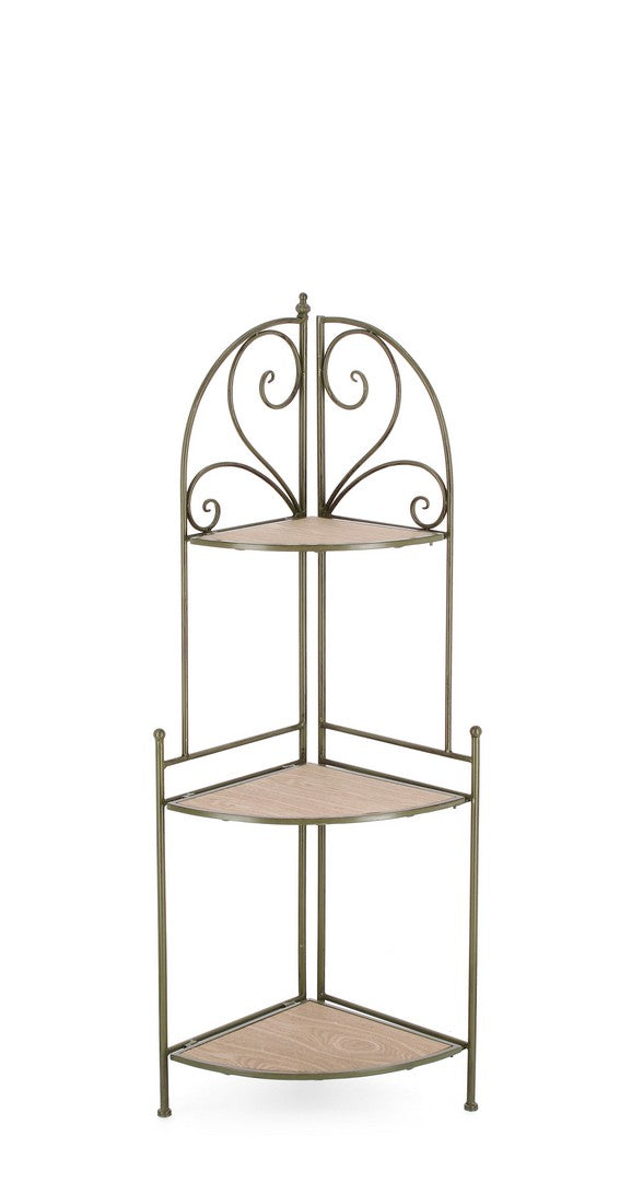 Scaffale Angolare 3 Ripiani 49x33x126 cm in Acciaio Guenda Verde Scuro