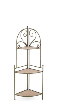 Scaffale Angolare 3 Ripiani 49x33x126 cm in Acciaio Guenda Verde Scuro