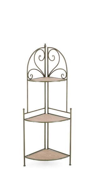 Scaffale Angolare 3 Ripiani 49x33x126 cm in Acciaio Guenda Verde Scuro