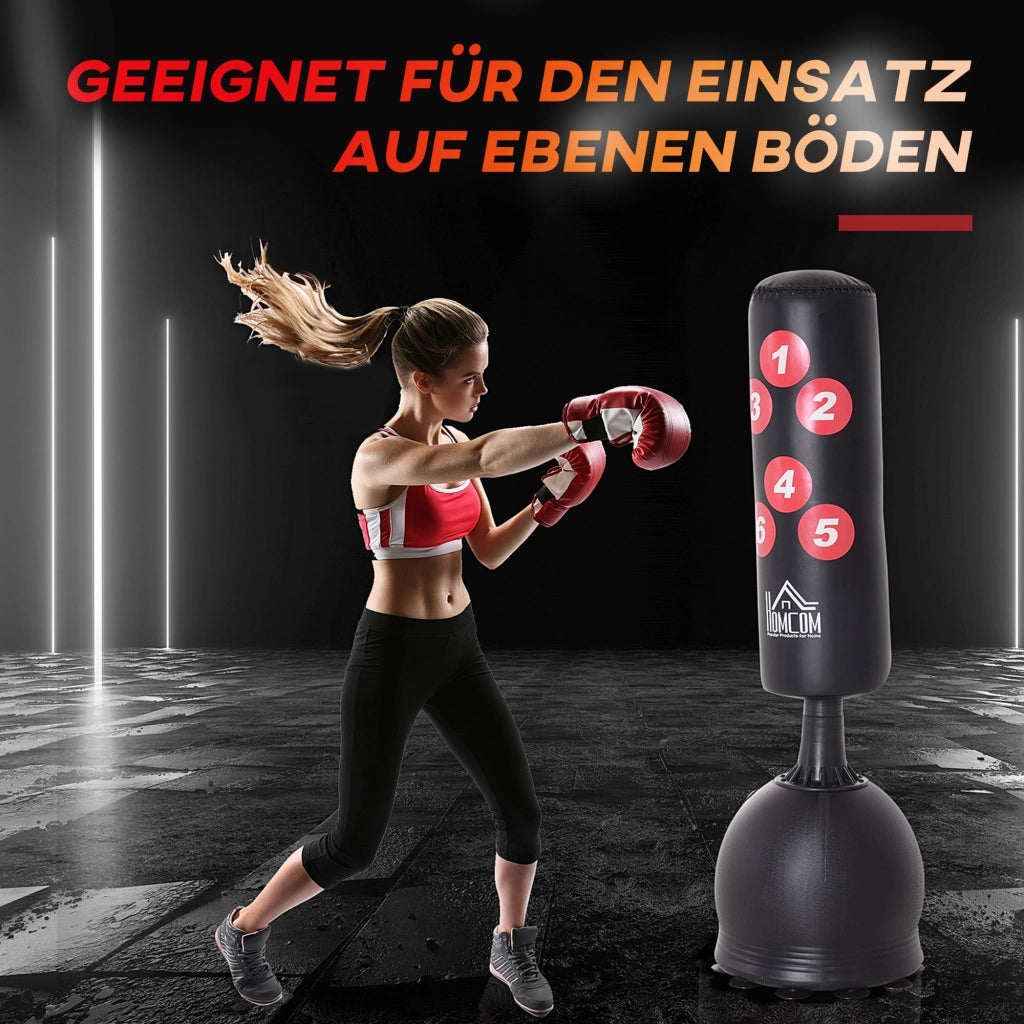 Sacco da Boxe Gonfiabile Autoportante 165cm ¨C Xylo ¨C Base Ventosa Adulti Nero