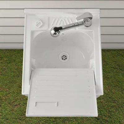Mobile lavatoio 45x50 bianco con serranda vasca e asse lavapanni