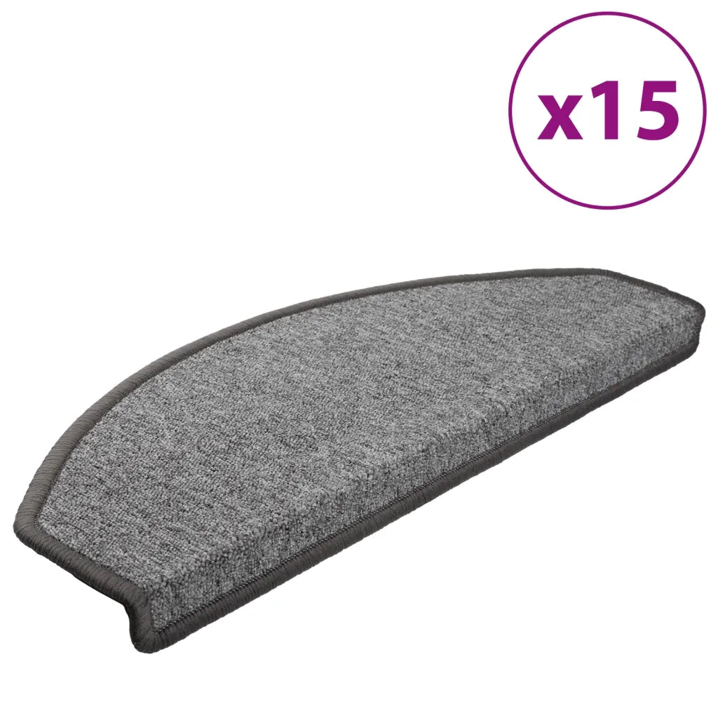 Tappetini per scale 15 pz 65x24x4 cm Grigio scuro Semicircolari Grandi 133885