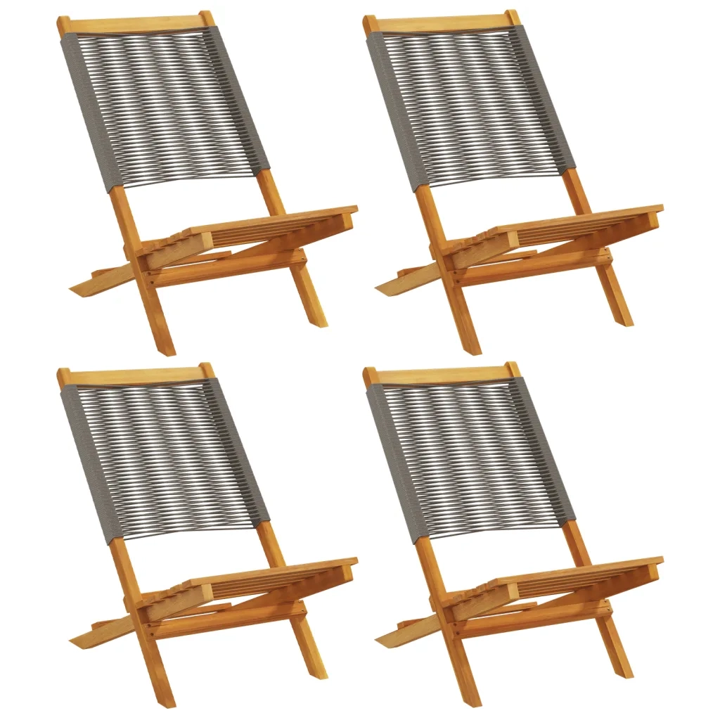 vidaXL Sedie da Giardino Pieghevoli 4pz Grigie Legno Massello Acacia