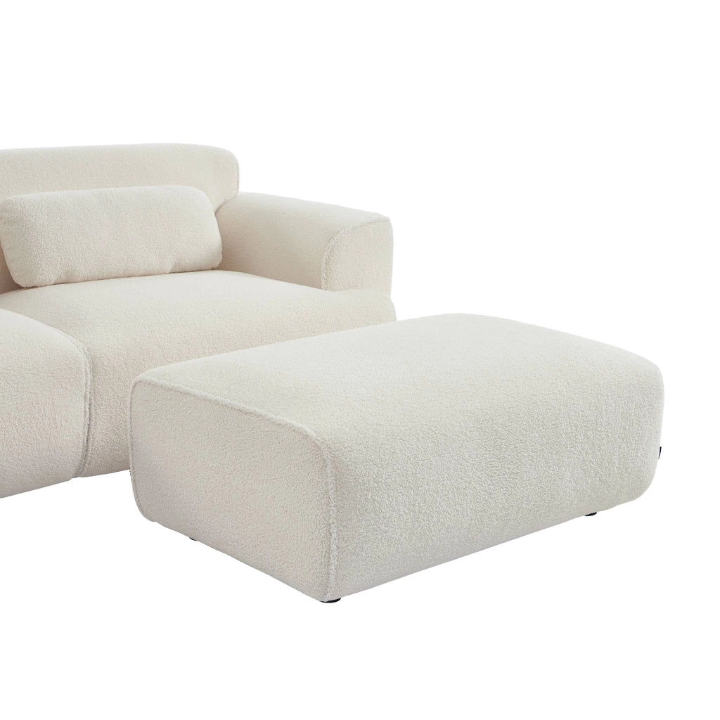 Poggiapiedi per divano wallas bouclé, 3 posti , crema