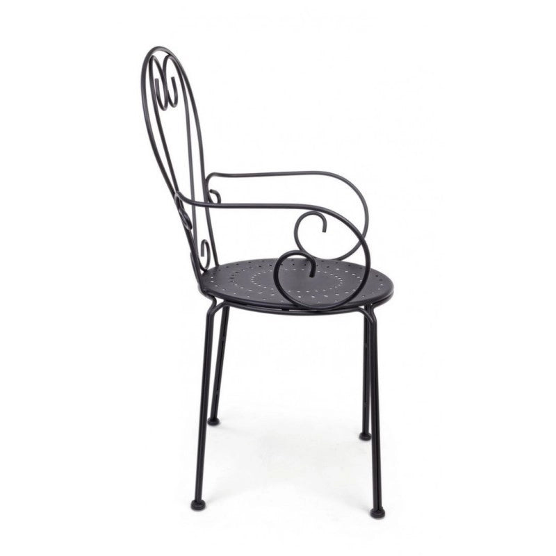 Sedia da giardino con braccioli in acciaio Antracite ETIENNE 49x49x h89 cm