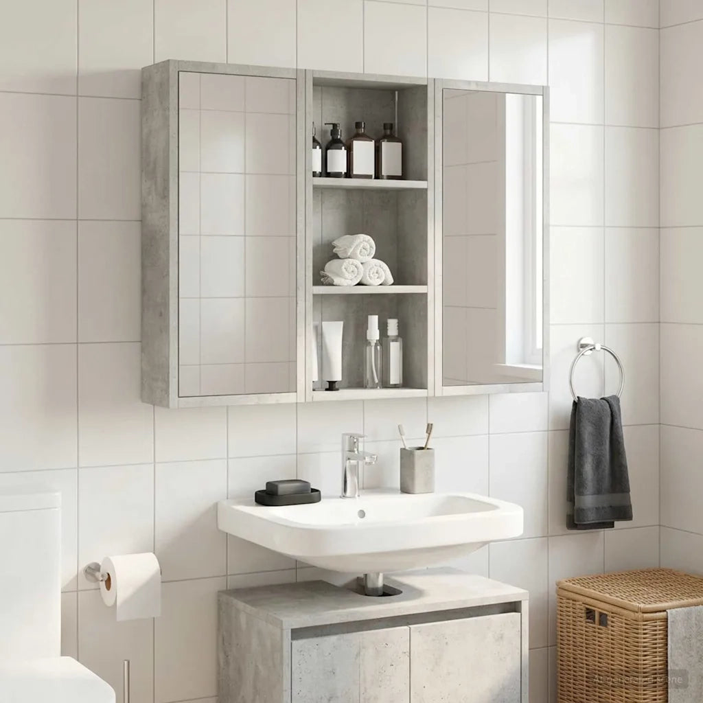 Armadio da bagno a muro Grigio Cemento 30 x 14 x 70 cm 889330