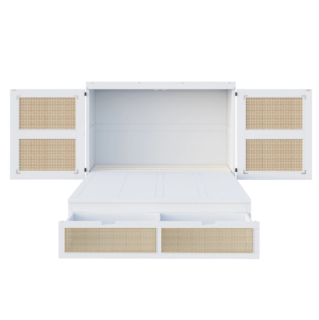 Letto a scomparsa 140x200 cm salvaspazio con cassetti in legno
