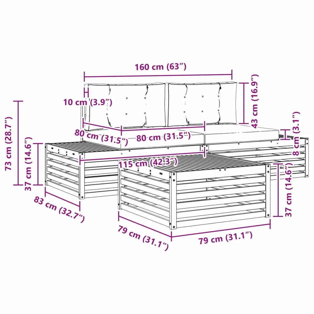 Set di divani da esterno 3 Pezzo Naturale e Antracite 3374087