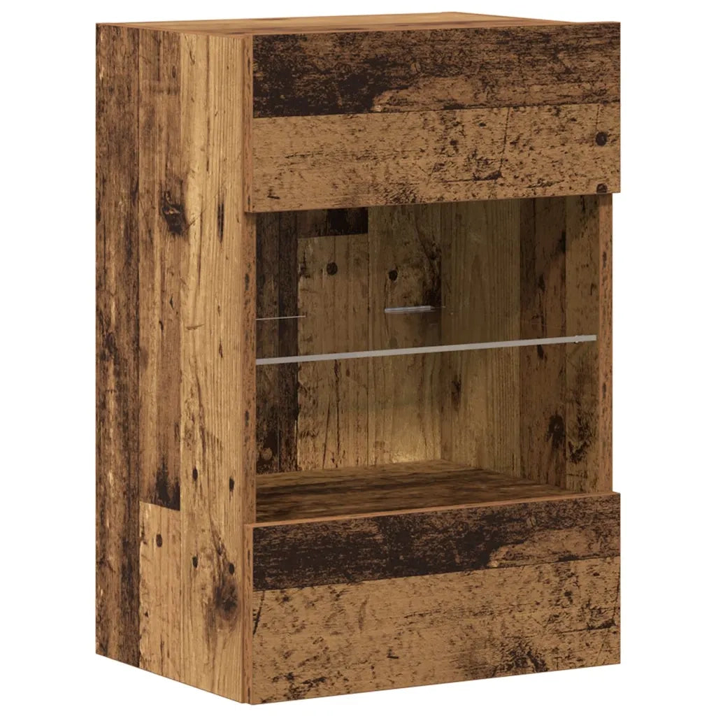 Mobili da parete con luci LED per TV 2pz-Set di 2 Credenza per TV Legno Vecchio 40x30x60,5 cm