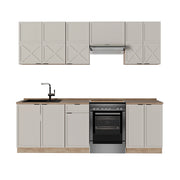 Cucina componibile Fame-Line GrigioBeige/Rovere dorato 240 cm, PL Rovere Vicco
