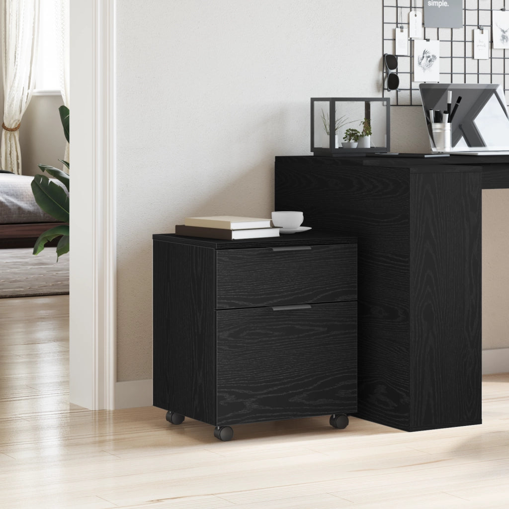 Armadio Mobile con Ruote  Nero Rovere 45x38x54 cm