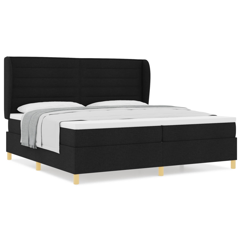 Letto box spring  con materasso Nero 200x200 cm Tessuto