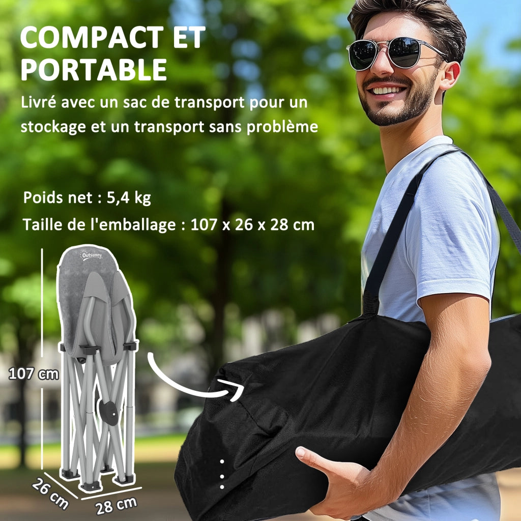 Sedia da Camping Pieghevole Leggera con Seduta Imbottita e Borsa ¨C zephmum ¨C Grigio Scuro