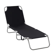 Tumbona Pieghevole Esterno con Respaldo Regolabile ¨C zephmum ¨C Nero 187x55x24