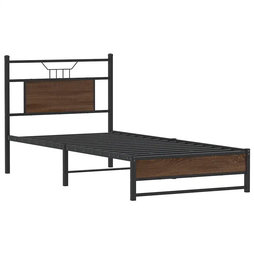 Letto singolo | Letto per adulti | Giroletto senza Materasso Rovere Marrone 75x190cm in Truciolato
