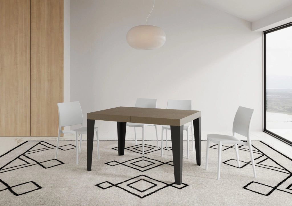 Tavolo allungabile 120/204x80 cm Flame tortora gambe antracite