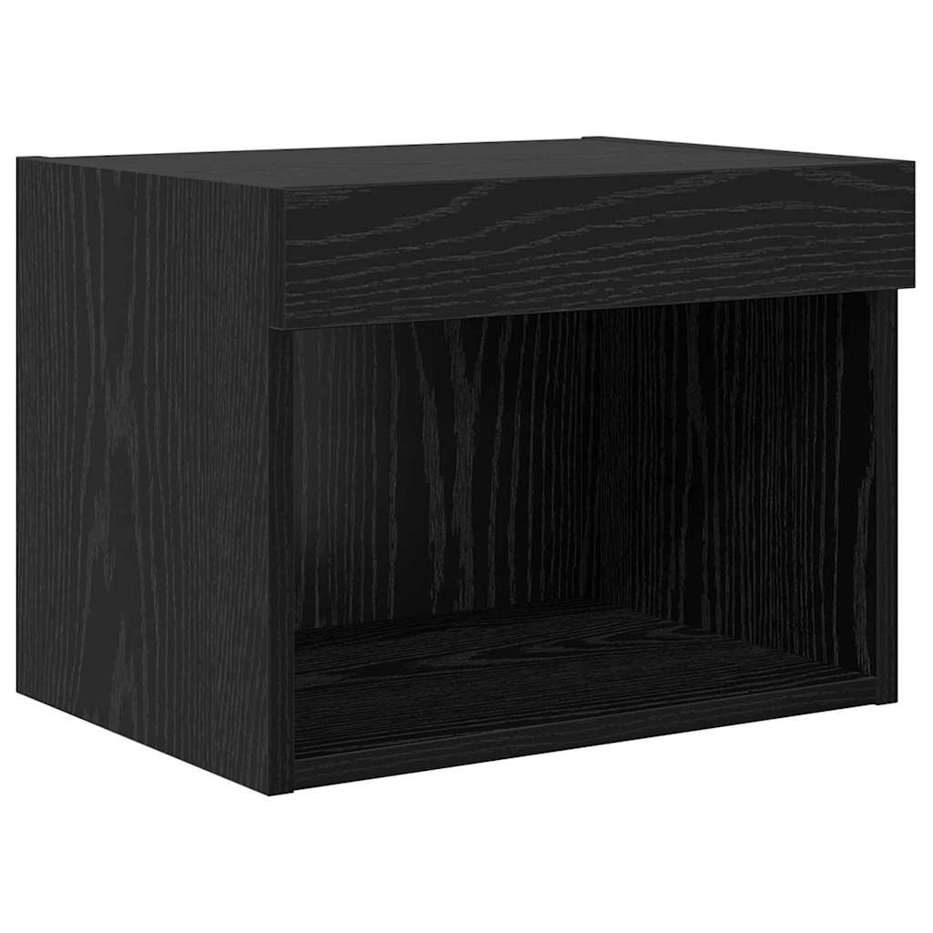 Mobile TV da parete dal design moderno 60 x 30 x 30 cm con strisce LED e ripiani in vetro in legno ingegnerizzato rovere nero 02_0056087