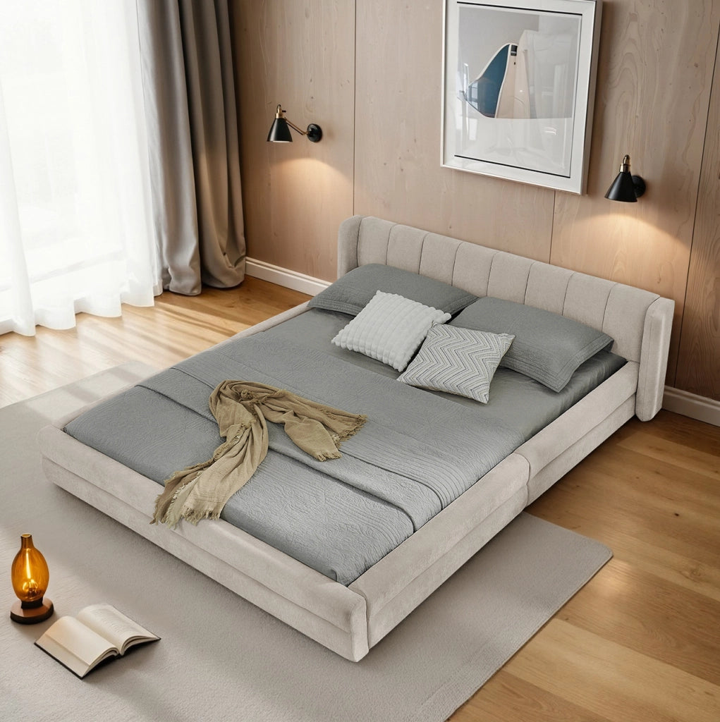Letto 160x200 cm con testiera ergonomica; beige