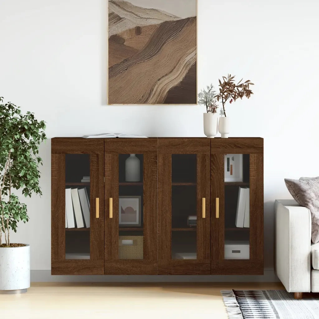 Armadietti a Parete 2 pz Rovere Marrone in Legno Multistrato 3197904