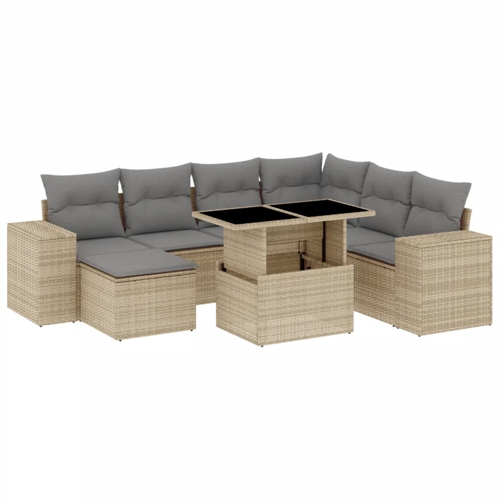 Set Divano da Giardino 8 pz con Cuscini Beige in Polyrattan 3269329