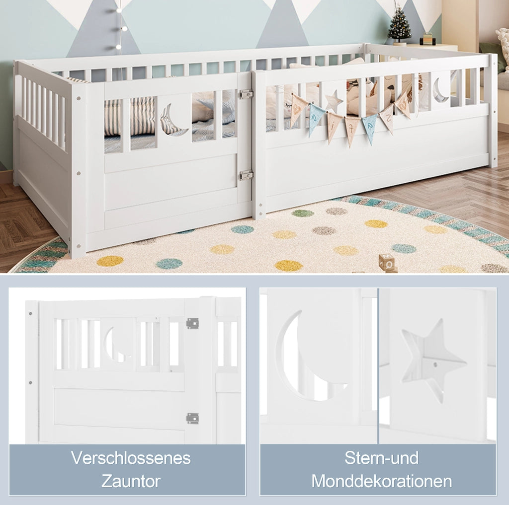 Letto per bambini 90 x 190 cm con sponde di sicurezza, bianco