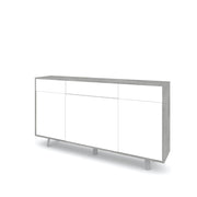Credenza 3 ante/3 cassetti VELBRUK cemento/bianco lucido