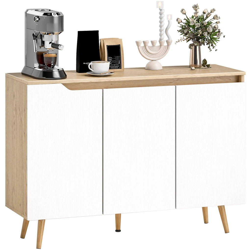 Armadio a 3 ante con ripiani ¨C zephmum ¨C 107x35x76,5 cm rovere e bianco