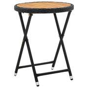 Tavolino da TÃ¨ Nero 60 cm in Polyrattan e Massello di Acacia cod mxl 34211