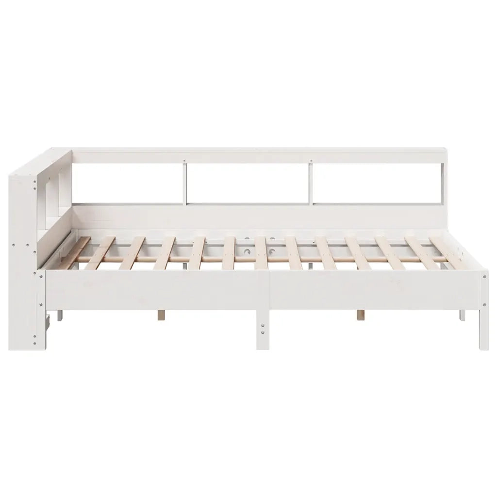 Letto Libreria senza Materasso-Struttura Letto con contenitore Bianco 120x190 cm Legno di Pino 637827
