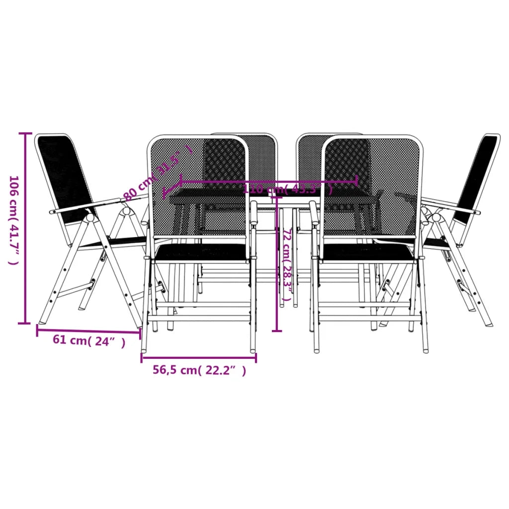 Set da Pranzo da Giardino 7pz | Set Salotto da Giardino Antracite in Rete Metallica