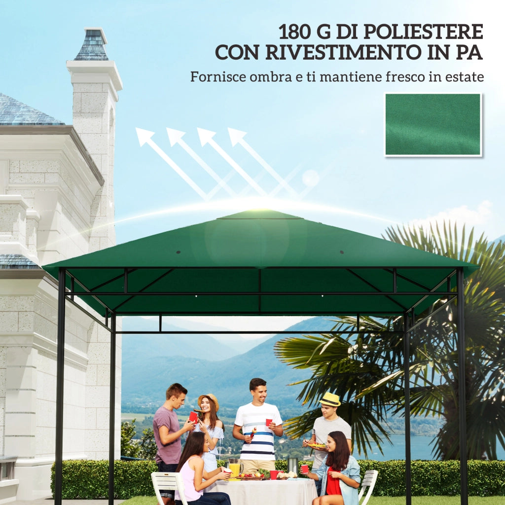 Tetto per Gazebo da Giardino 3x3m ¨C zephmum ¨C Poliestere Verde