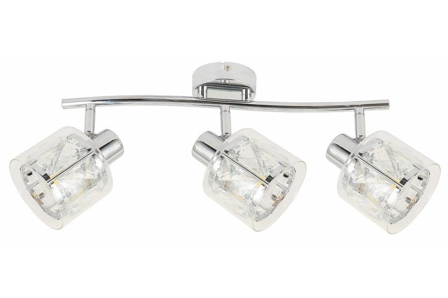 Plafoniera glamour cromata a barra Elmo 3xE14 Reality