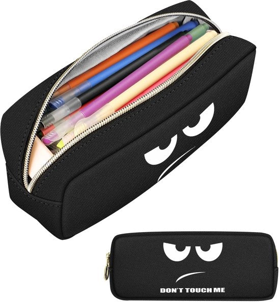 Etui con grande capacità, astuccio per matite, astuccio per scuola e ufficio, Non toccare il Nero