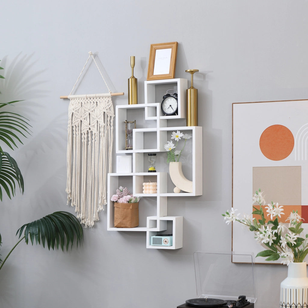 Libreria a Parete in Legno Massello ¨C Zephmum ¨C Bianco 80x24x30