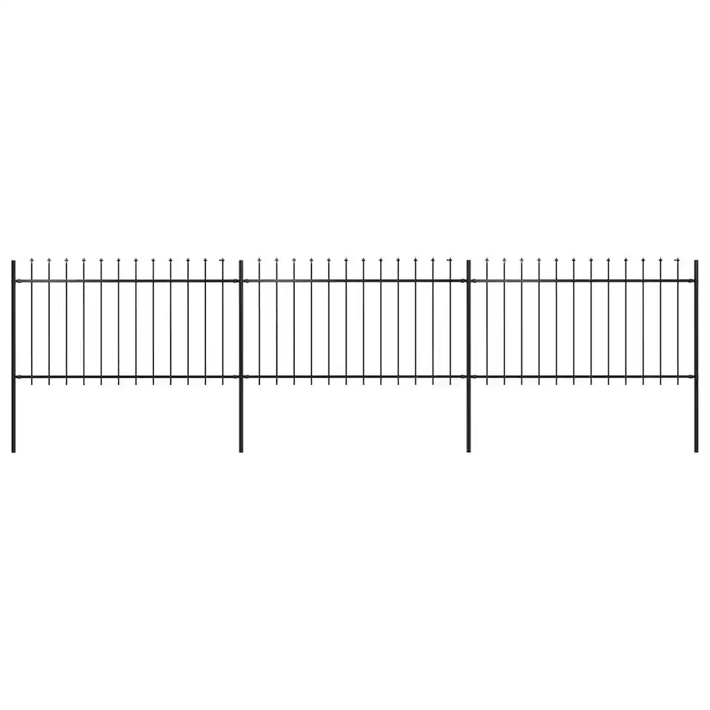 Recinzione da Giardino | Recinzione da cortile con Punta a Lancia in Acciaio 537x100 cm Nera