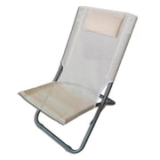 Trade Shop - Spiaggina Con Cuscino Testiera Crema Textilene 57x47x95cm Pieghevole Portatile 281034 -